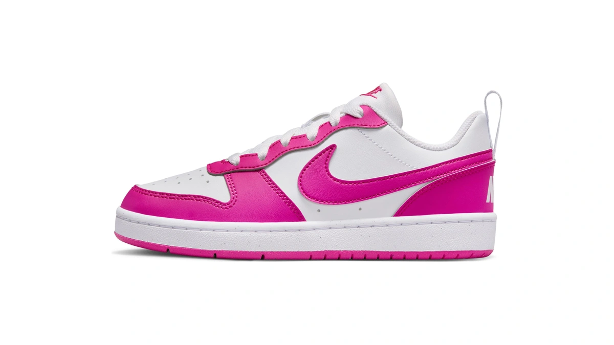 Nike Big Kid's Court Borough Low Recraft Shoes, White/laser Fuchsia,