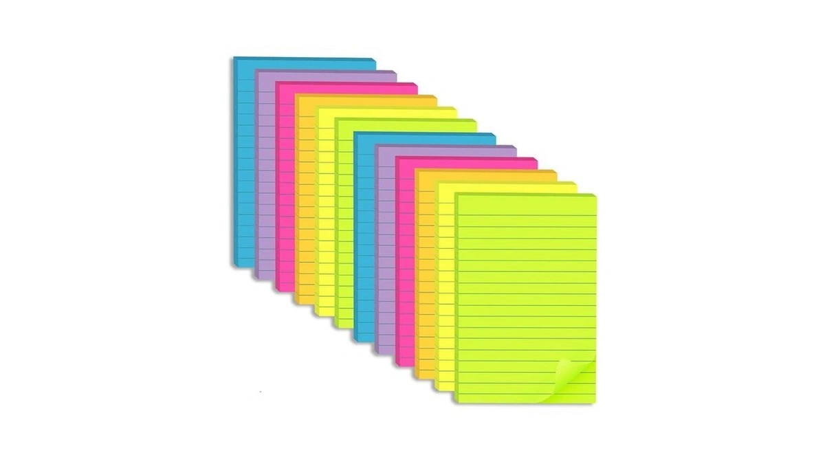 (12 Pack) Lined Sticky Notes 4x6 In,large Notepads With Lines,ruled