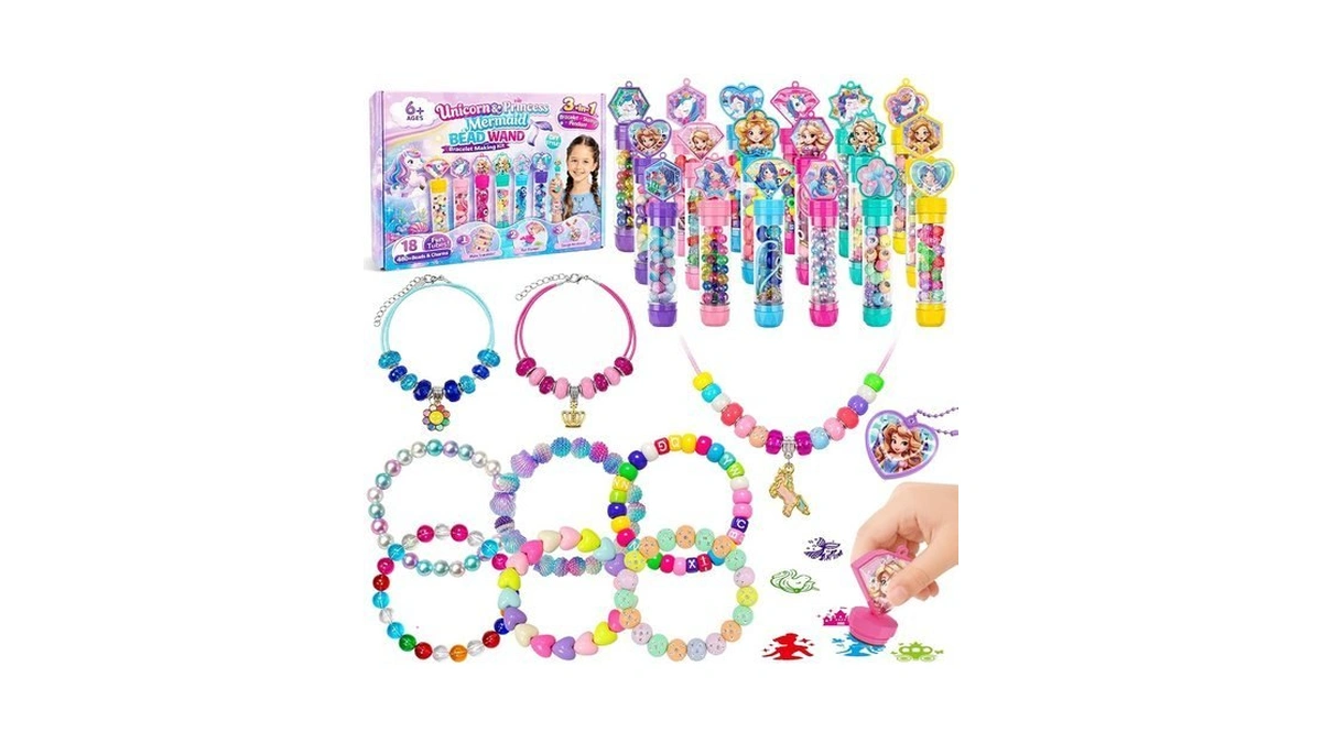 Marlrin 18 Pack Bracelet Wands With Stamps, 3-in-1 Bracelet Making