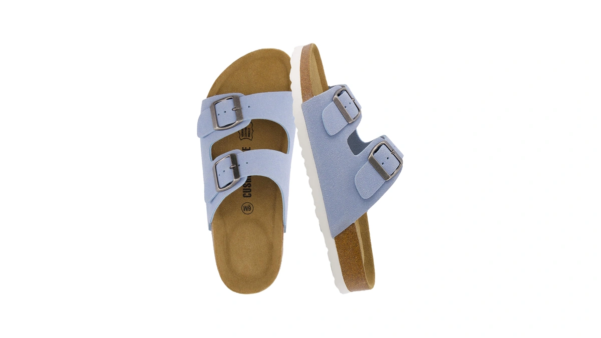 Cushionaire Lane Cork Footbed Womens Sandals Comfortable Double Buckle Slip
