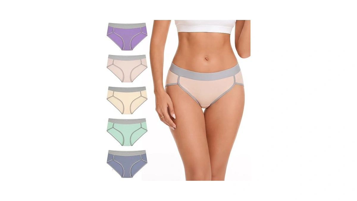 Cooplus Women's Cotton Underwear Stretch Mid Waisted Ladies Panties Full