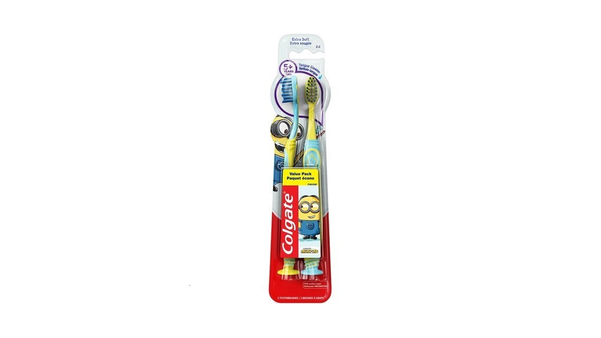 Colgate Kids Toothbrush, Minions, Extra Soft Toothbrush With Suction Cup,