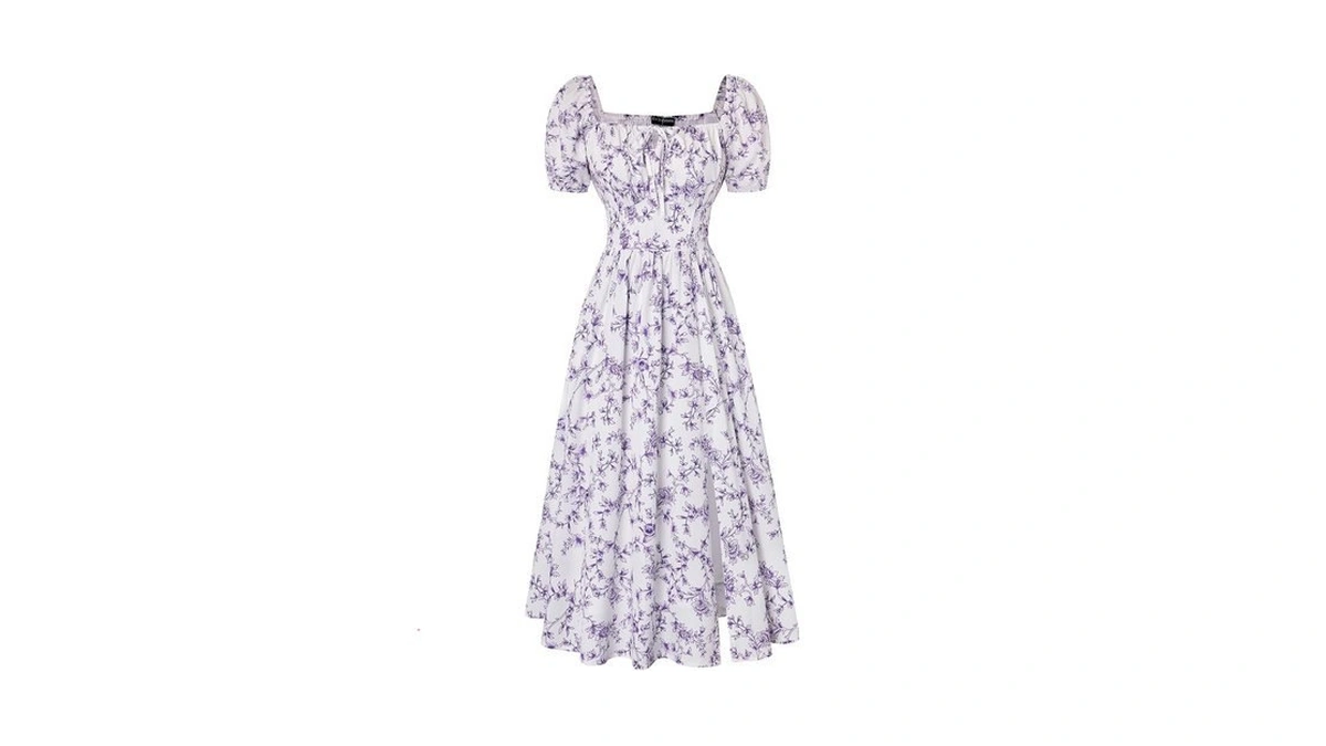 Scarlet Darkness Summer Spring Split Floral Corset Midi Dress With