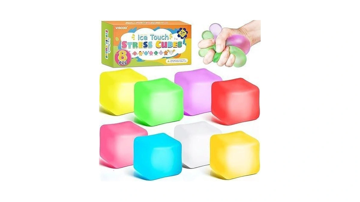 8 Pack Stress Cube, Slow Rising Ice Cube Stress Balls