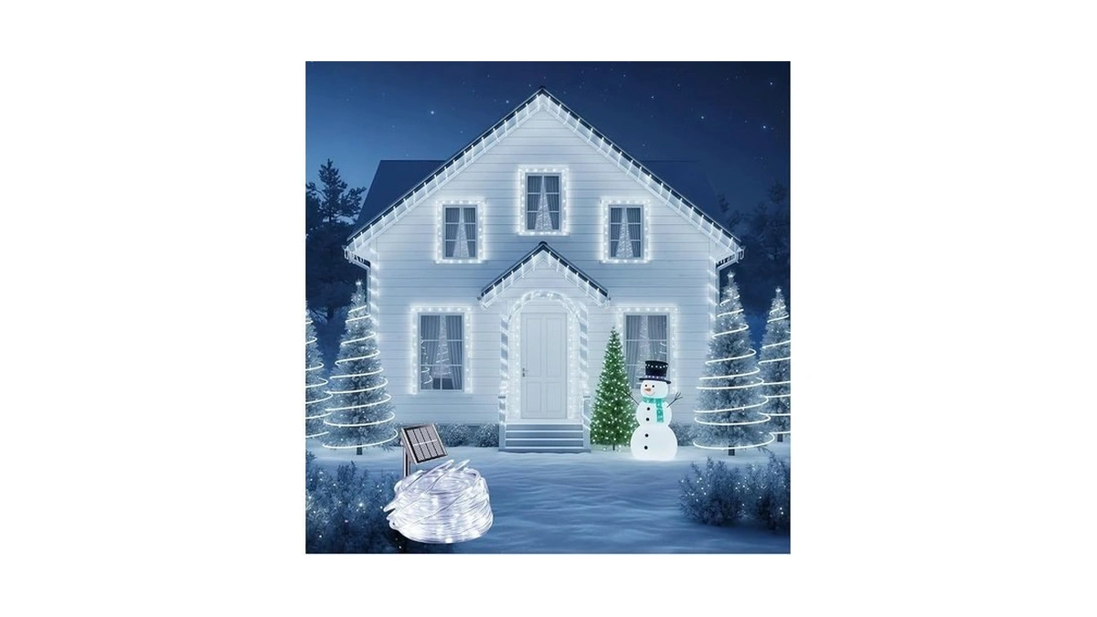 Solar Rope Lights, 33ft 100led String Lights Outdoor, 8 Lighting