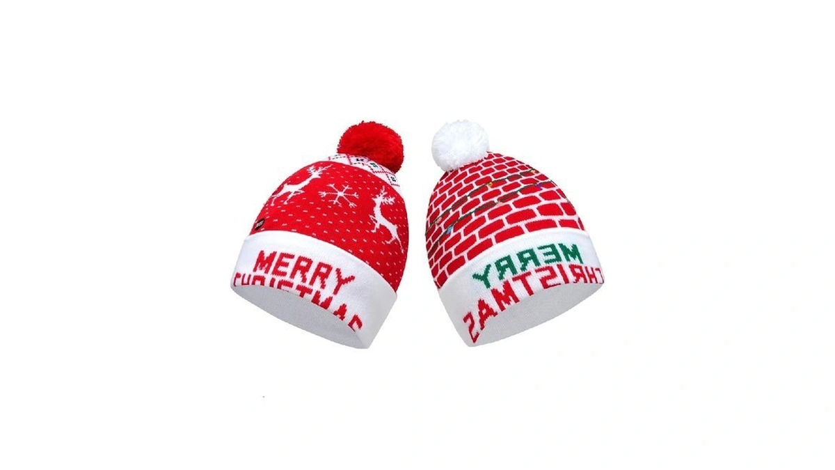 2thestars Christmas Hat 2 Pack Light Up Knitted Beanie Hat