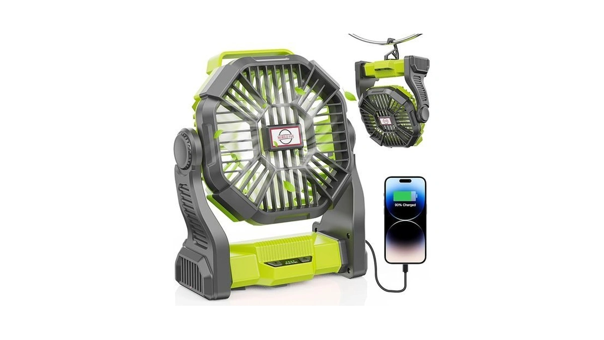 Dowilldo 10400mah Portable Battery Powered Camping Fan - With Led