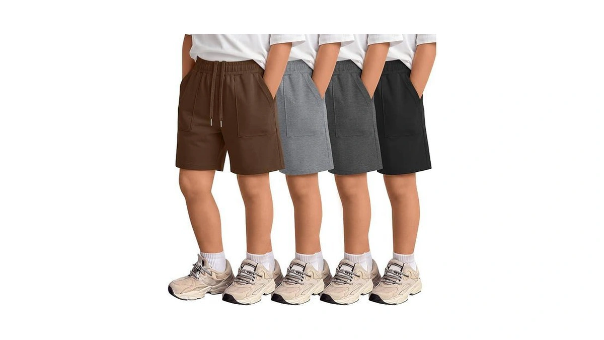 Vinsatin 4 Pack Boys' Shorts Summer Athletic Casual Knee Length