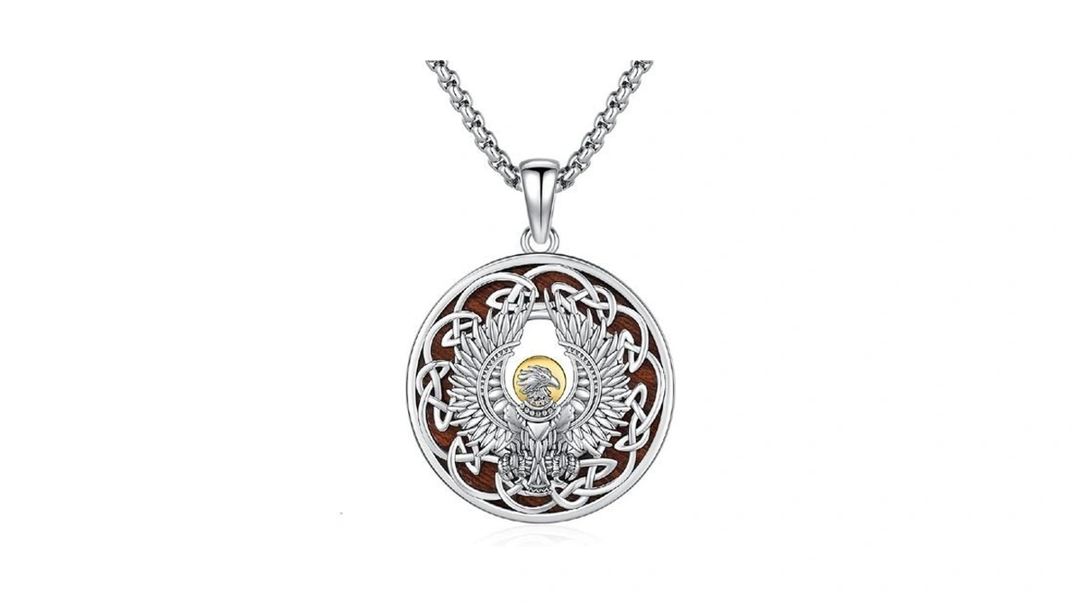 Medwise Celtic Phoenix Necklace 925 Sterling Silver Ebony Wooden Pendant