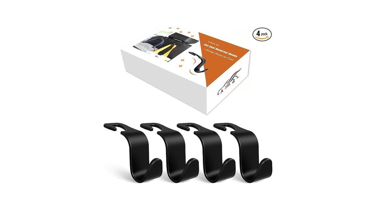 4-pack Car Headrest Hooks Holds 55lbs Seat Storage Organizer For