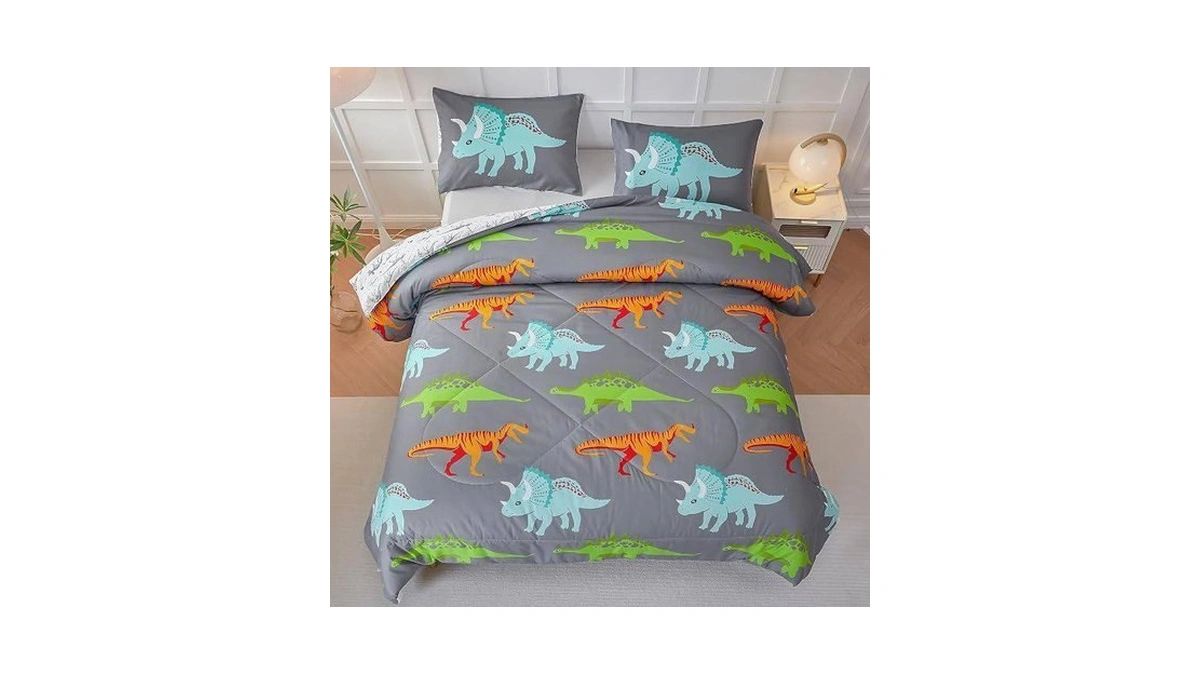 Rynghipy Dinosaur Kids Comforter Set Cartoon Dinosaur Bedding Sets For