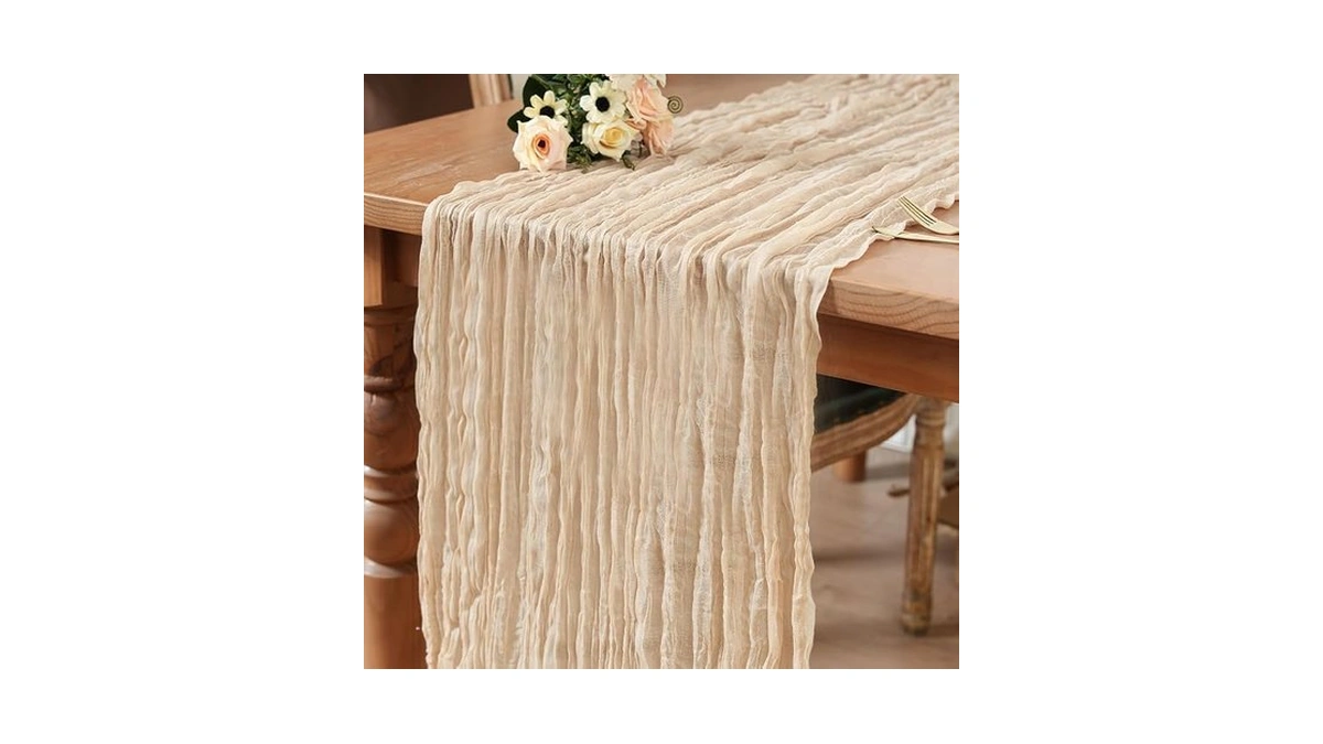 Champagne 1 Pack Cheesecloth Fall Thanksgiving Table Runner 120 Inch