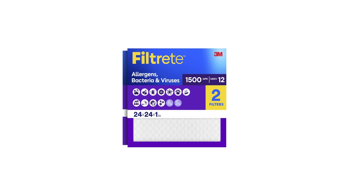Filtrete 24x24x1 Air Filter, Merv 12, Mpr 1500, 2 Hvac