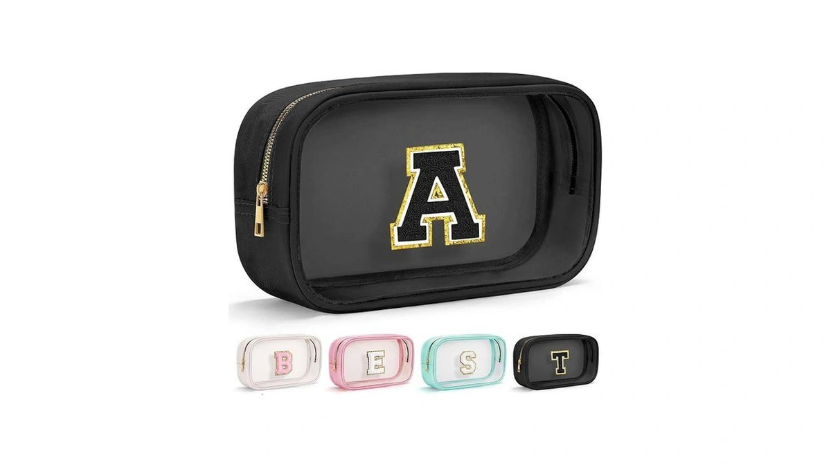 Yoolife Initial Makeup Bag Travel Toiletry Bag Clear Makeup Bag