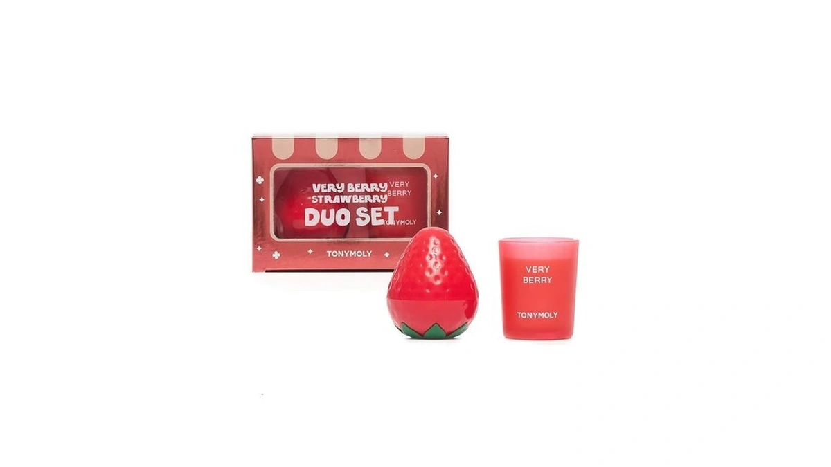 Tonymoly Very Berry Strawberry Hand Cream & Candle Gift Set