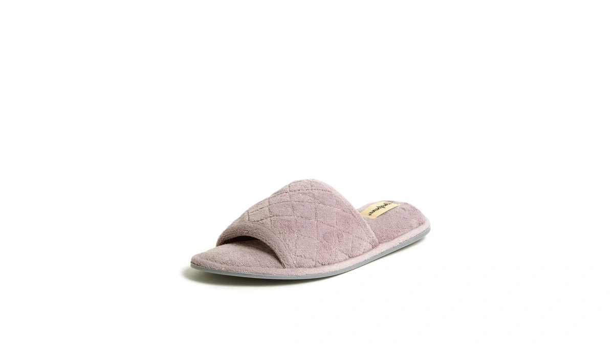 Dearfoams Women's Summer Memory Foam Indoor House Slide Slipper, Frosted