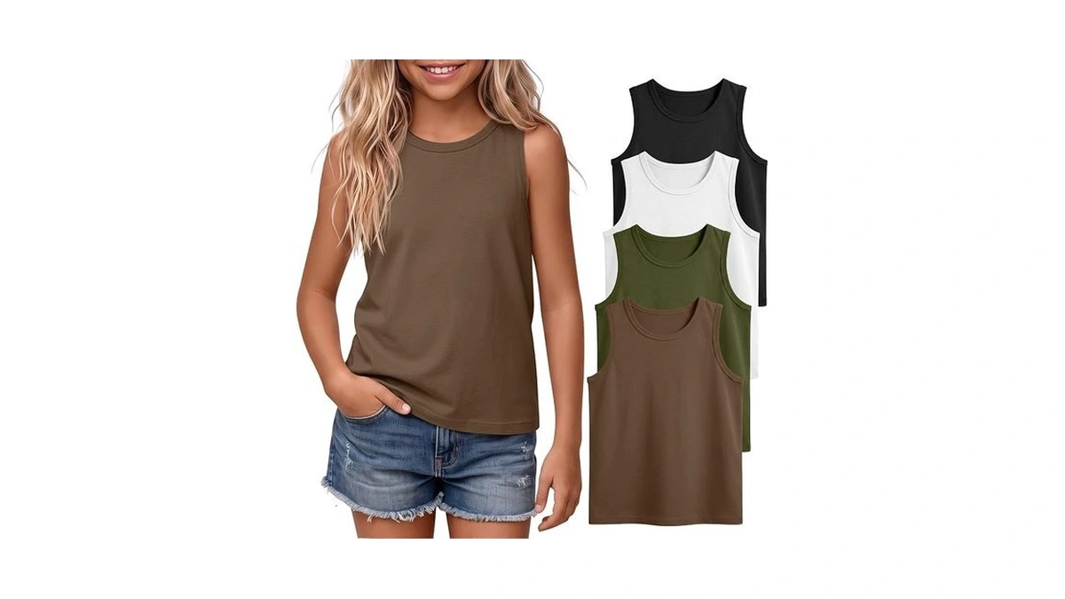 Vinsatin 4 Pack Girls Tank Tops Teen Loose Athletic Undershirts