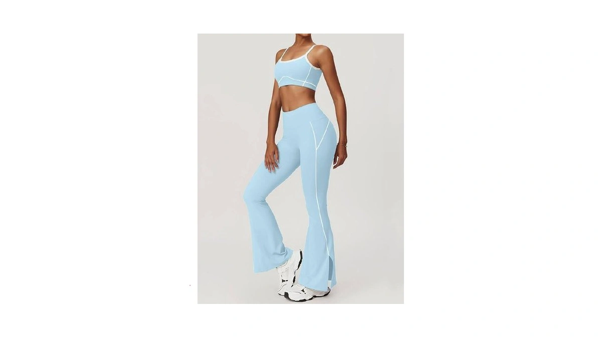 Omewee Yoga Sets For Women 2 Piece Fashion Contrasting Lines