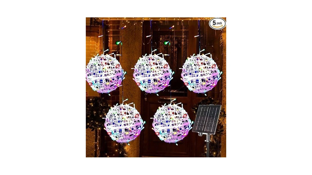 Wisegham Christmas Solar String Lights Outdoor, 5pc 200led, Multicolor