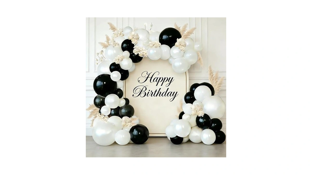 Black And White Balloons Arch Kit - Cream And Black