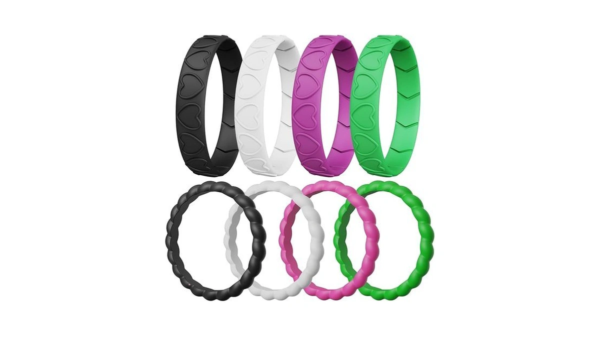 Lxskeek Silicone Wedding Ring For Women,thin And Stackble Braided Rubber