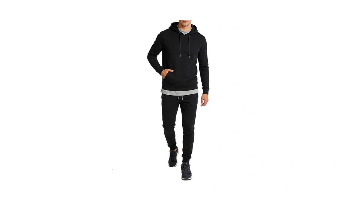 Jihuilai Black Sweatsuit For Men 2 Piece Hoodies With Sweatpants