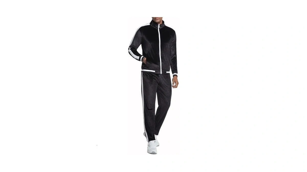 Anotwener Men's 2 Piece Tracksuits Velour Sweatsuits Athletic Fit Velvet
