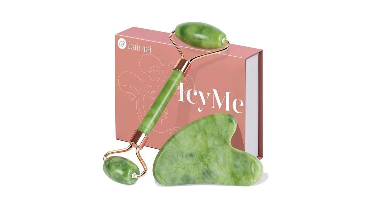 Baimei Icyme Gua Sha & Jade Roller Set, Cooling Face