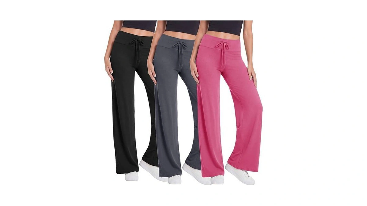 Tnnzeet 3 Pack Women's Wide Leg Pants - Casual Loose