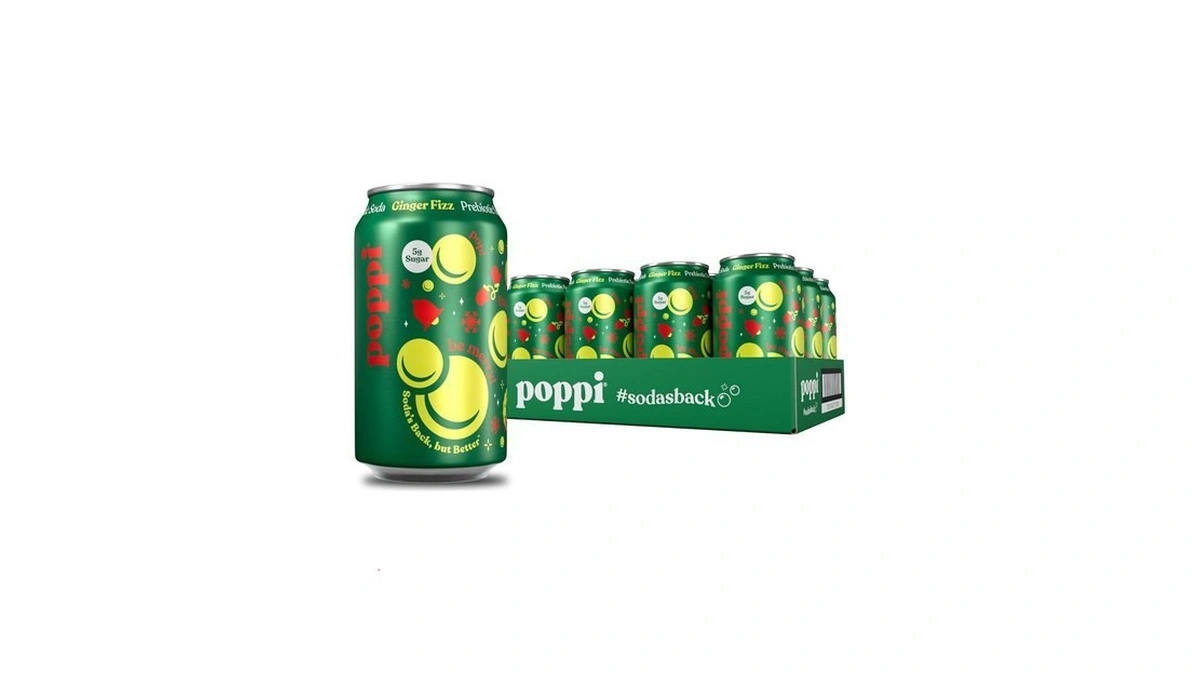 Poppi Prebiotic Soda, Ginger Fizz, 12 Oz, 12 Pack