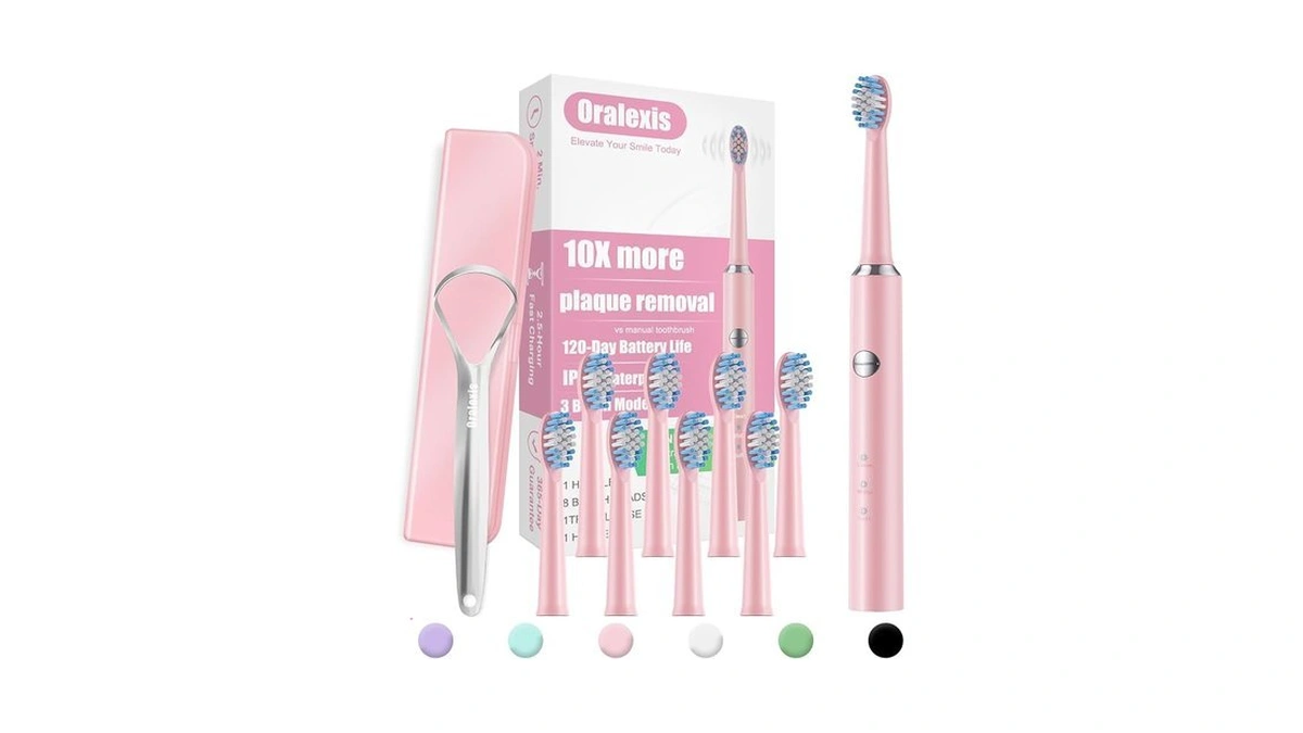 Oralexis Electric Toothbrush For Adults With Tongue Scraper And 8