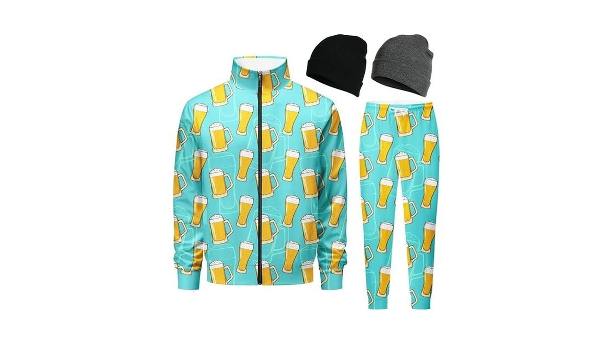 Spanoous Retro 80s 90s Outfit For Men Beer Tracksuits Sweatsuits