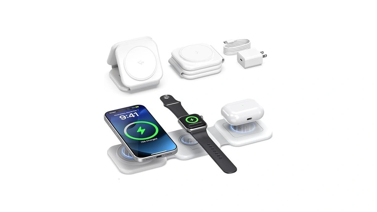 Magsafe 3 In 1 Foldable Travel Wireless Charger For Apple