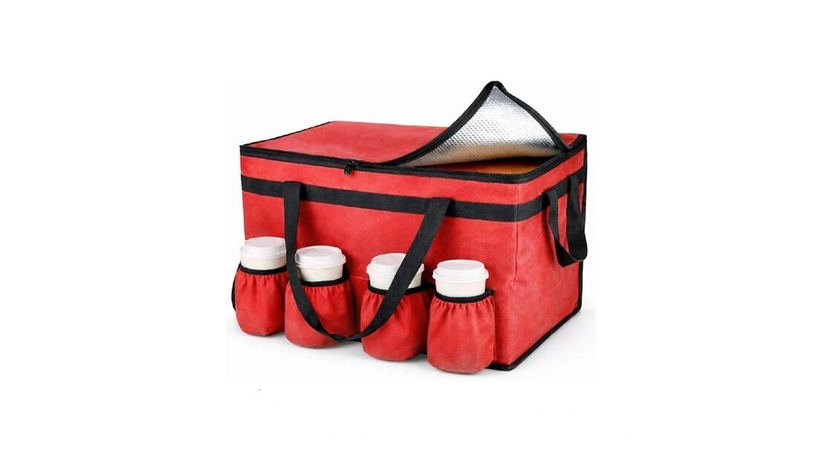 Bodaon Insulated Food Delivery Bag With 4 Cup Holders, Xxl