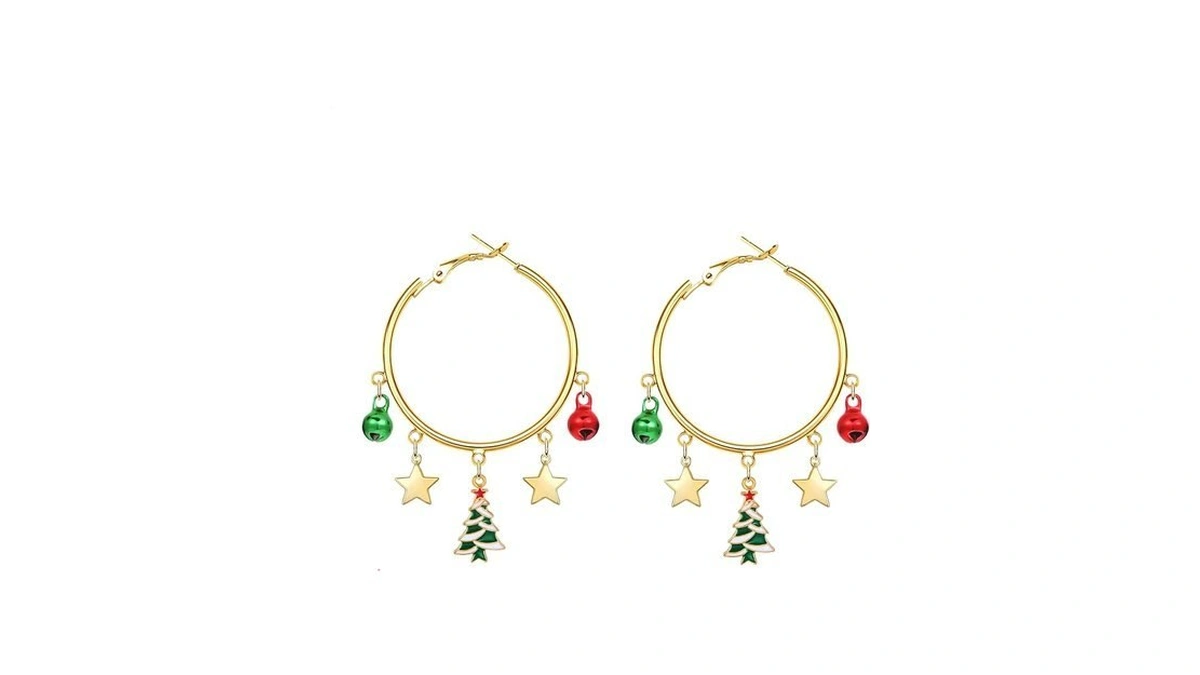 Dhzjtsl Gold Hoop Earrings For Women, 14k Gold Plated Christmas
