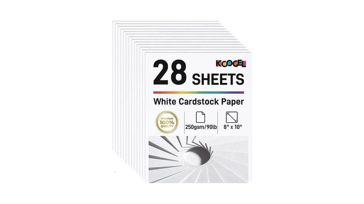 Koogel 28 Sheets White Cardstock Paper, 8" X 10" Craft