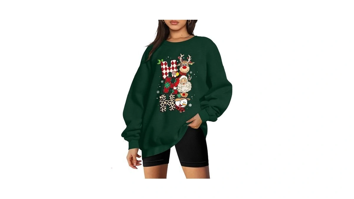 Lhbnk Christmas Sweatshirts Women Hohoho Christmas Sweatshirt Funny Santa Graphic