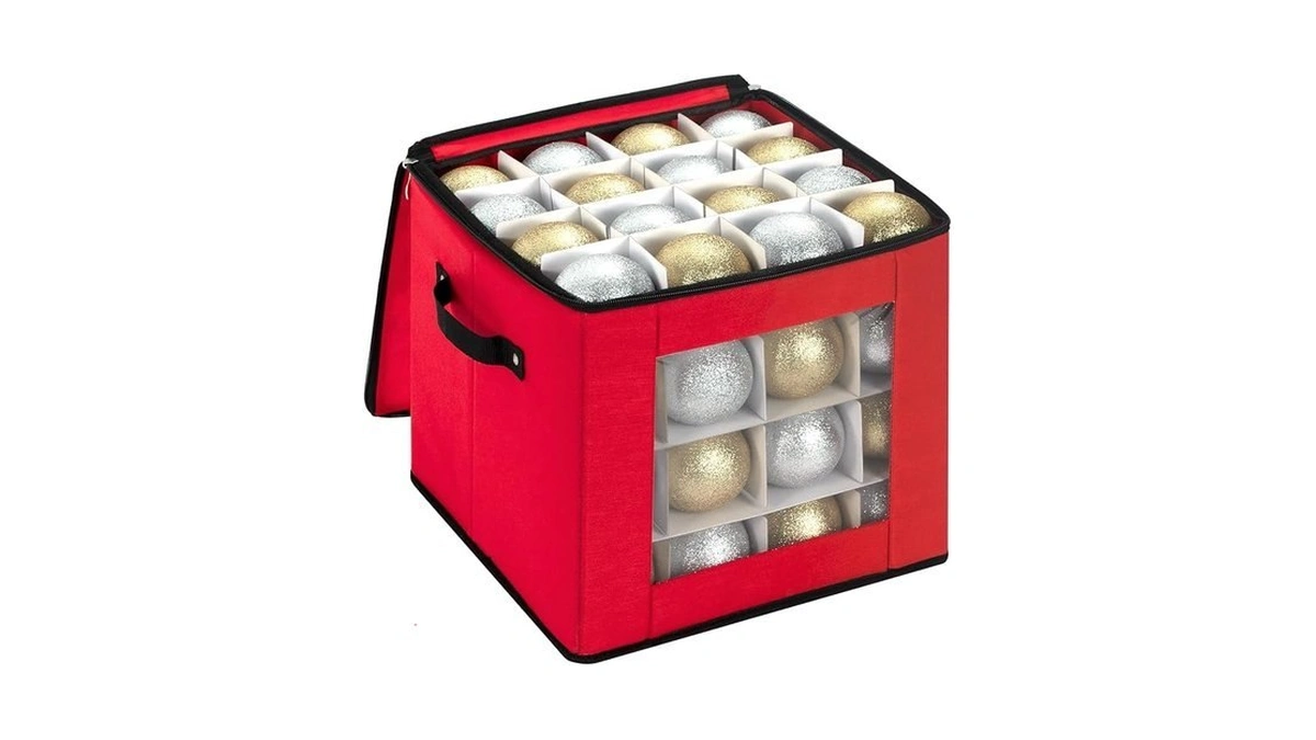Dimeshy Christmas Ornament Storage Box With Adjustable Dividers,ornament Storage Container