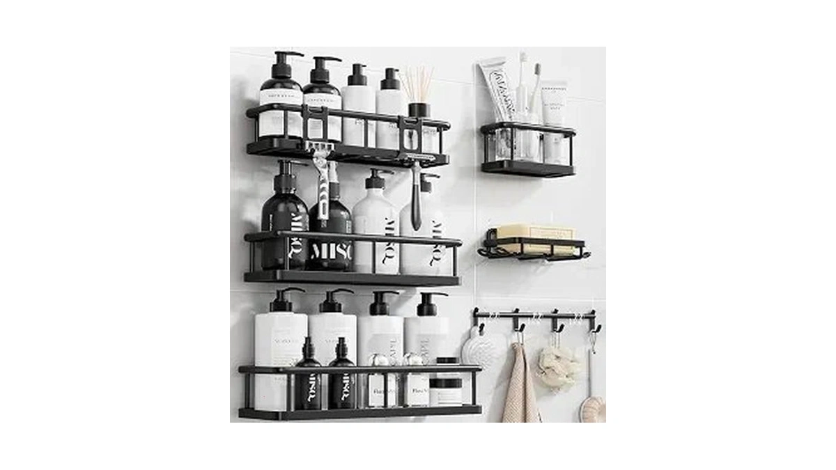 Yasonic Shower Caddy Adhesive, Rustproof Shower Organizer With Soap Holder,