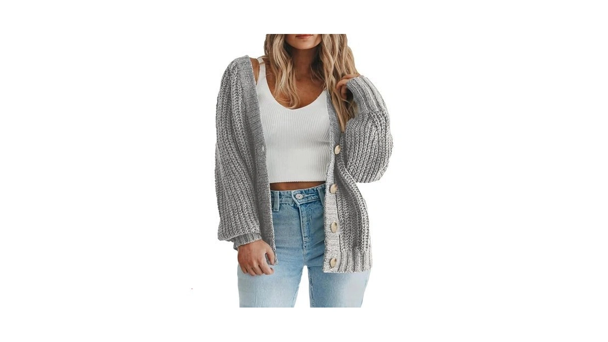 Eytino Plus Size Cardigan For Women Long Sleeve Button Chunky