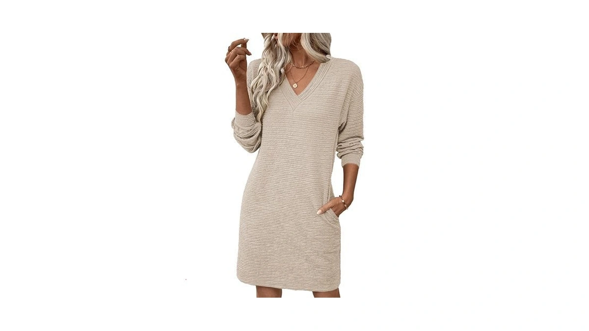 Evaless Womens Fall Dresses 2026 Long Sleeve V Neck Casual