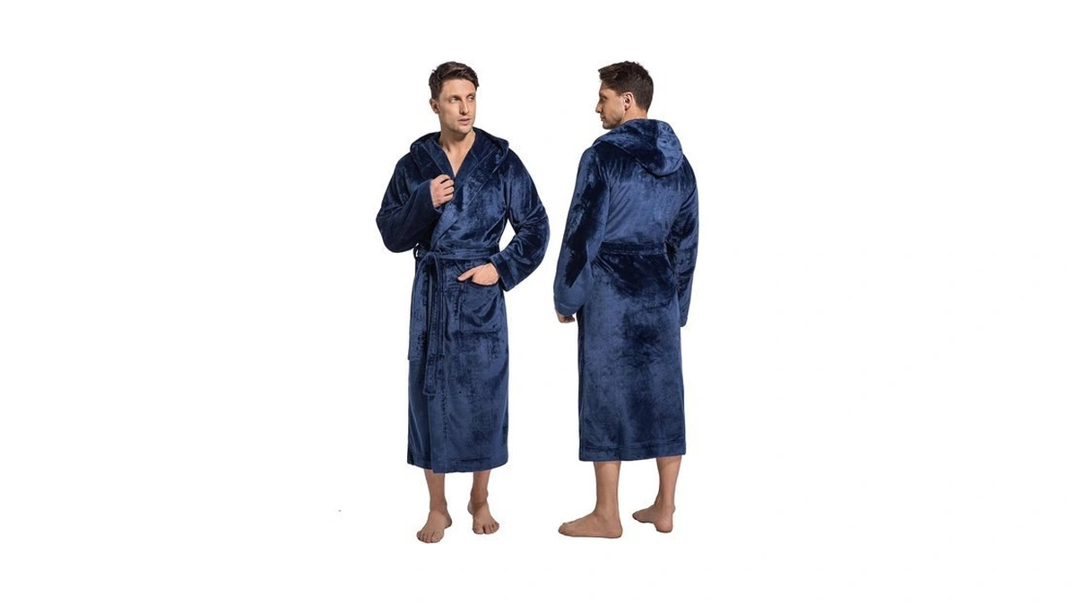 Toastylife Mens Robe With Hood, Soft Plush Fleece Bathrobe, Ultra