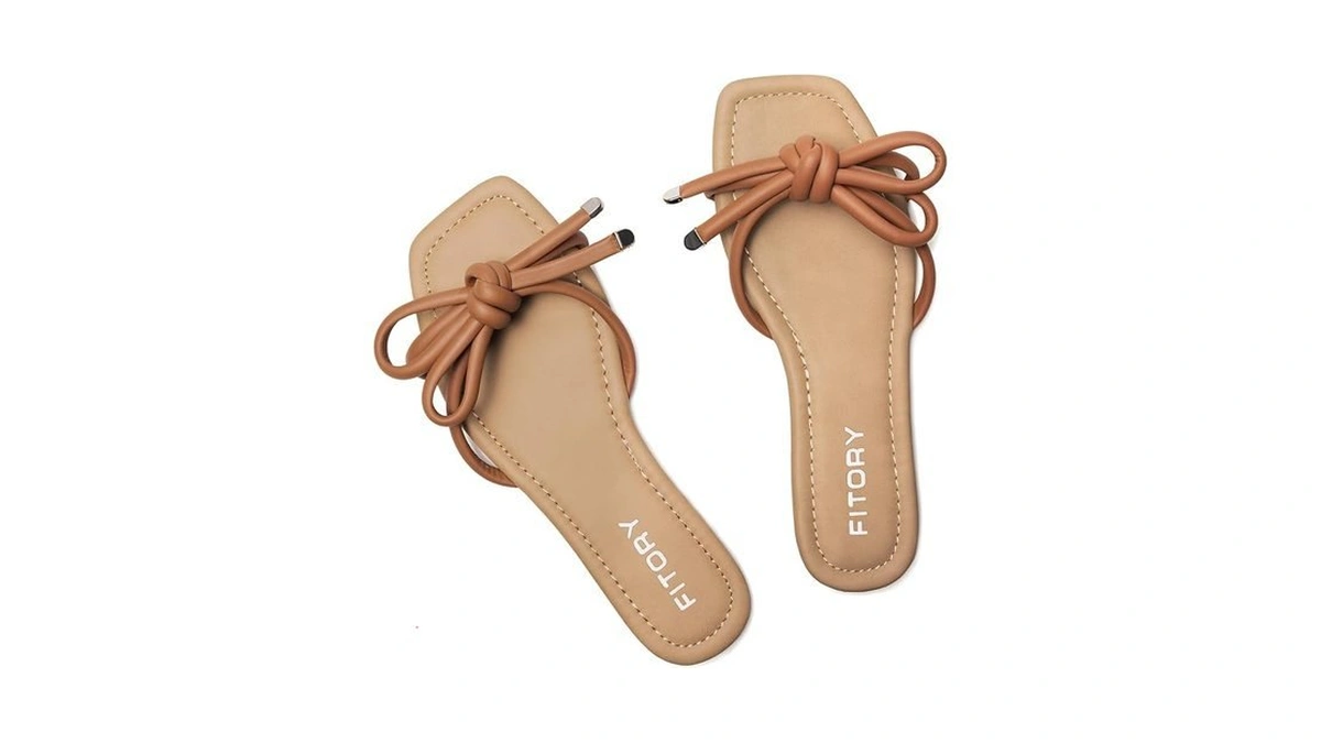 Fitory Women's Flat Sandals Square Open Toe Thong With Cute