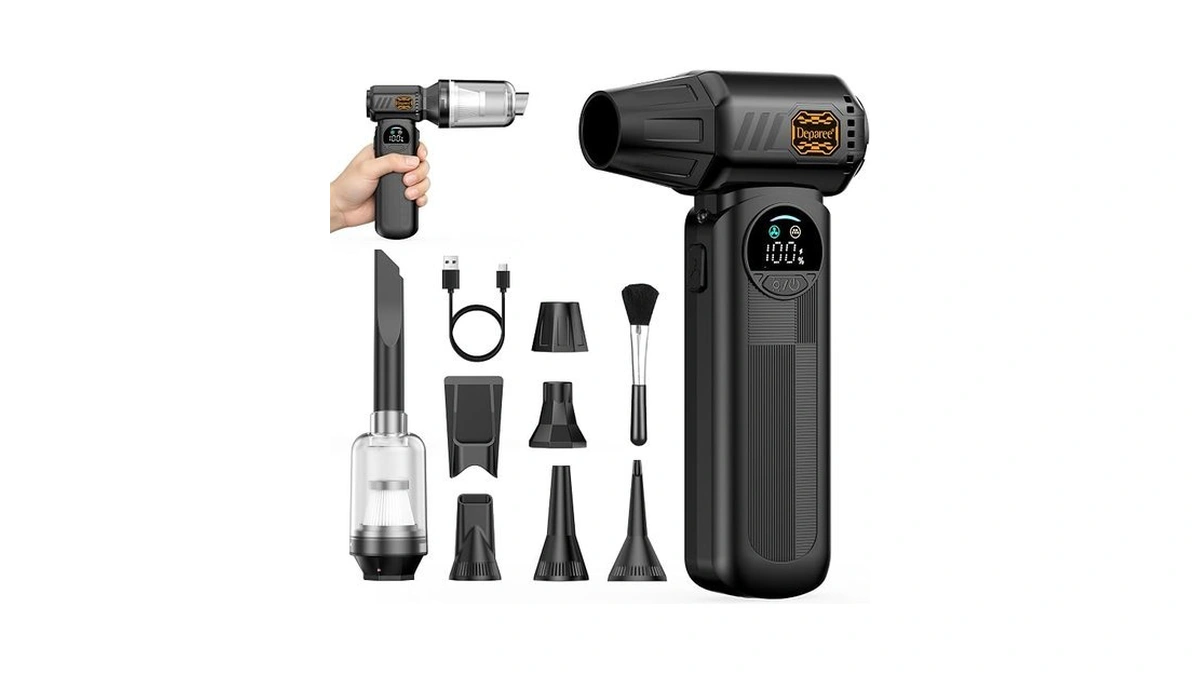 B50 Compressed Air Duster With Vacuum, 150,000rpm Powerful Brushless Motor
