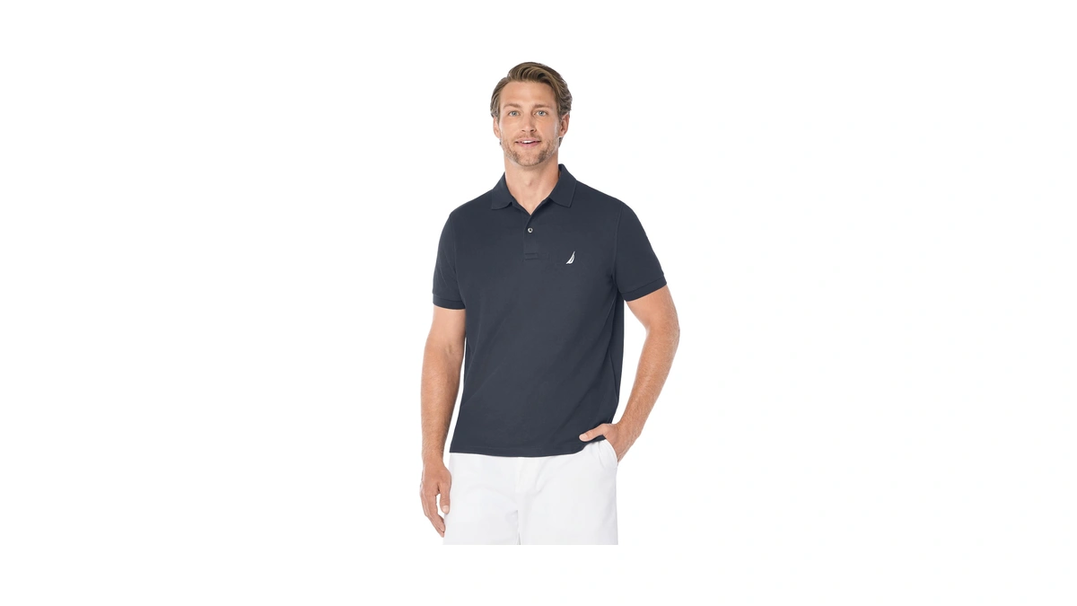 Nautica Men's Short Sleeve Solid Deck Polo Shirt, Navy, X-large