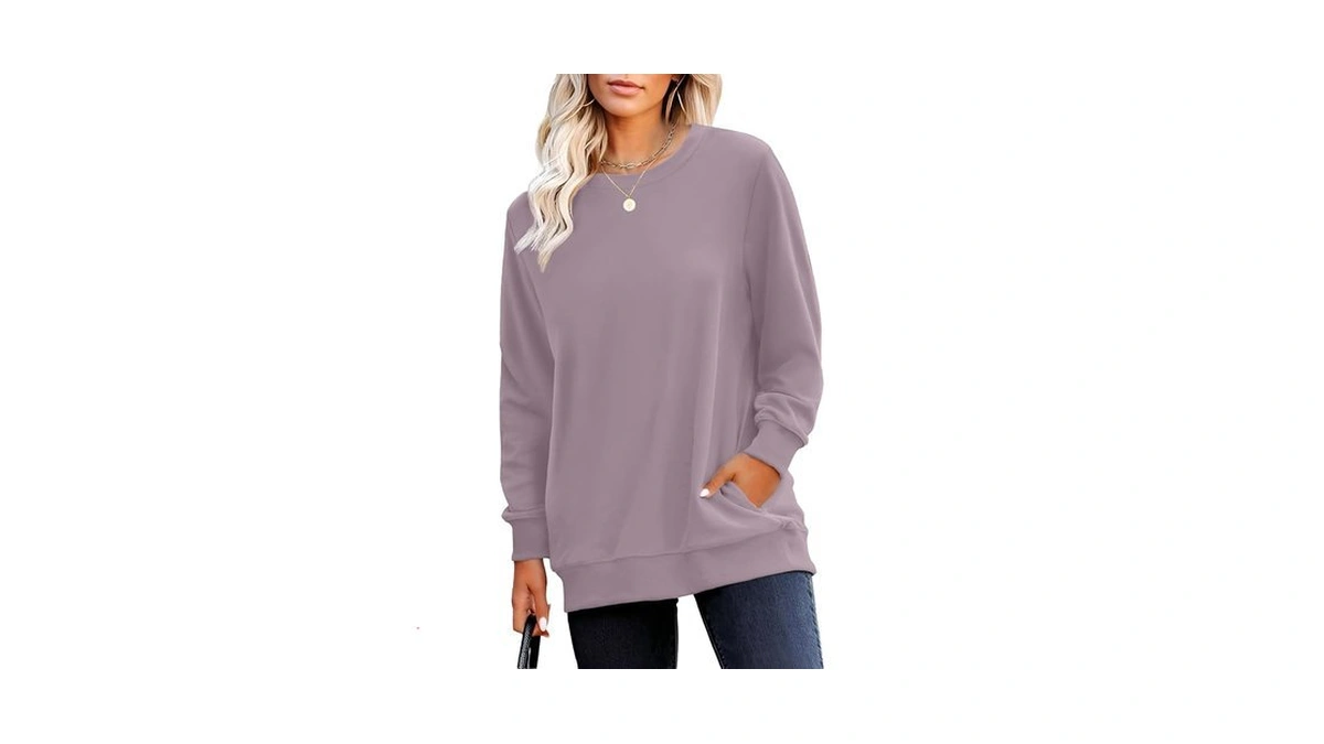 Rumia Crewneck Fall Sweatshirt For Women Plain Long Sleeve Top