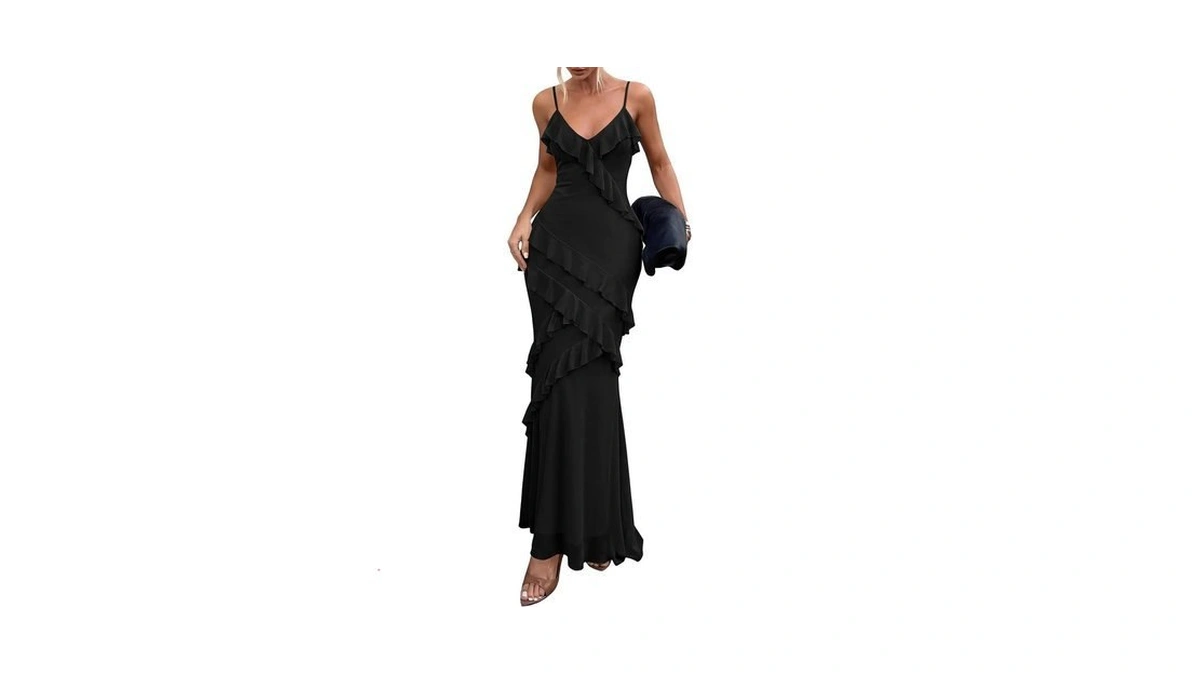Prettygarden Women 2026 Wedding Guest Cocktail Maxi Dress Spaghetti Strap