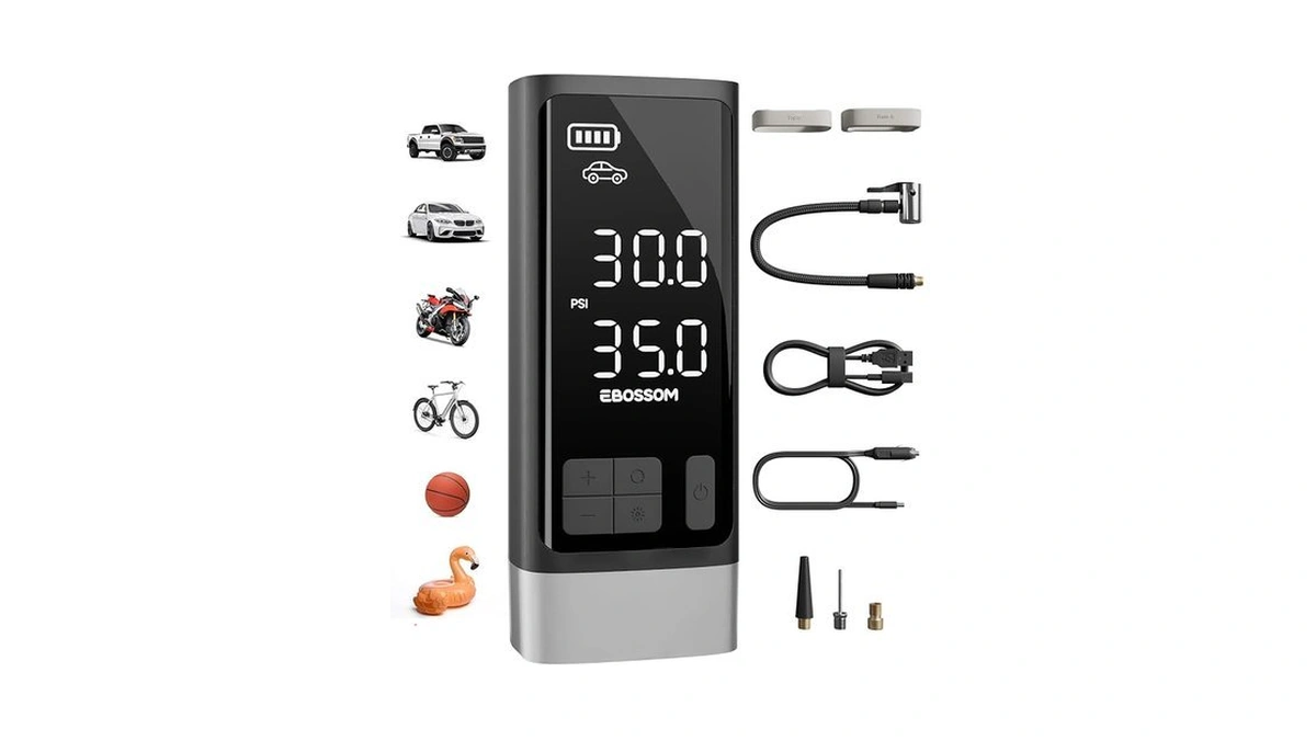 Dual Cylinder Portable Tire Inflator, 150psi Cordless Air Compressor