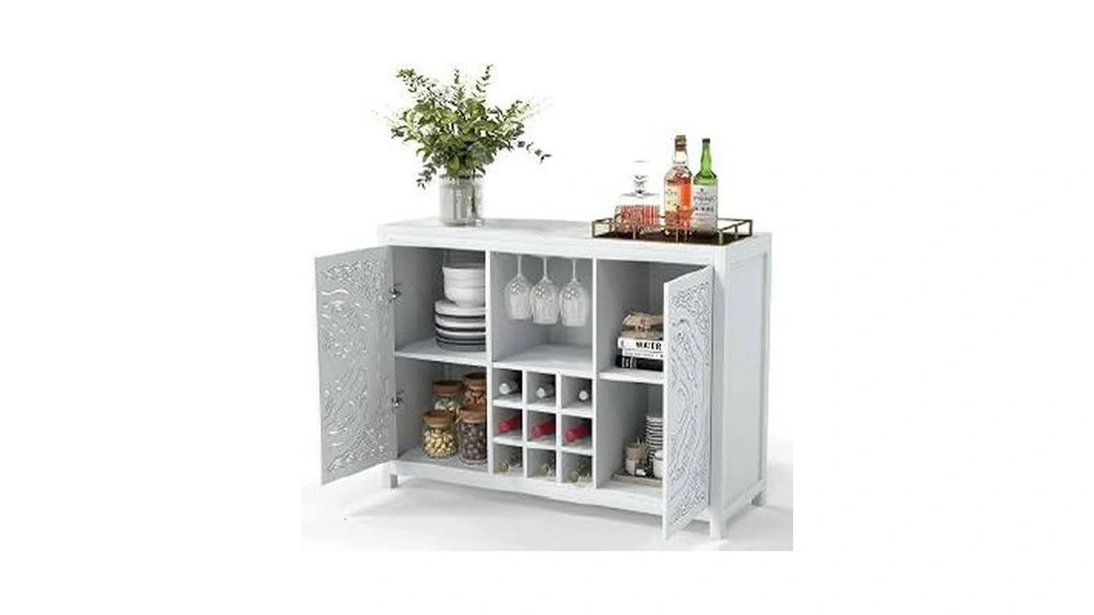 Arasyleon 47'' Wine Bar Cabinet With 2 Doors, Home Coffee