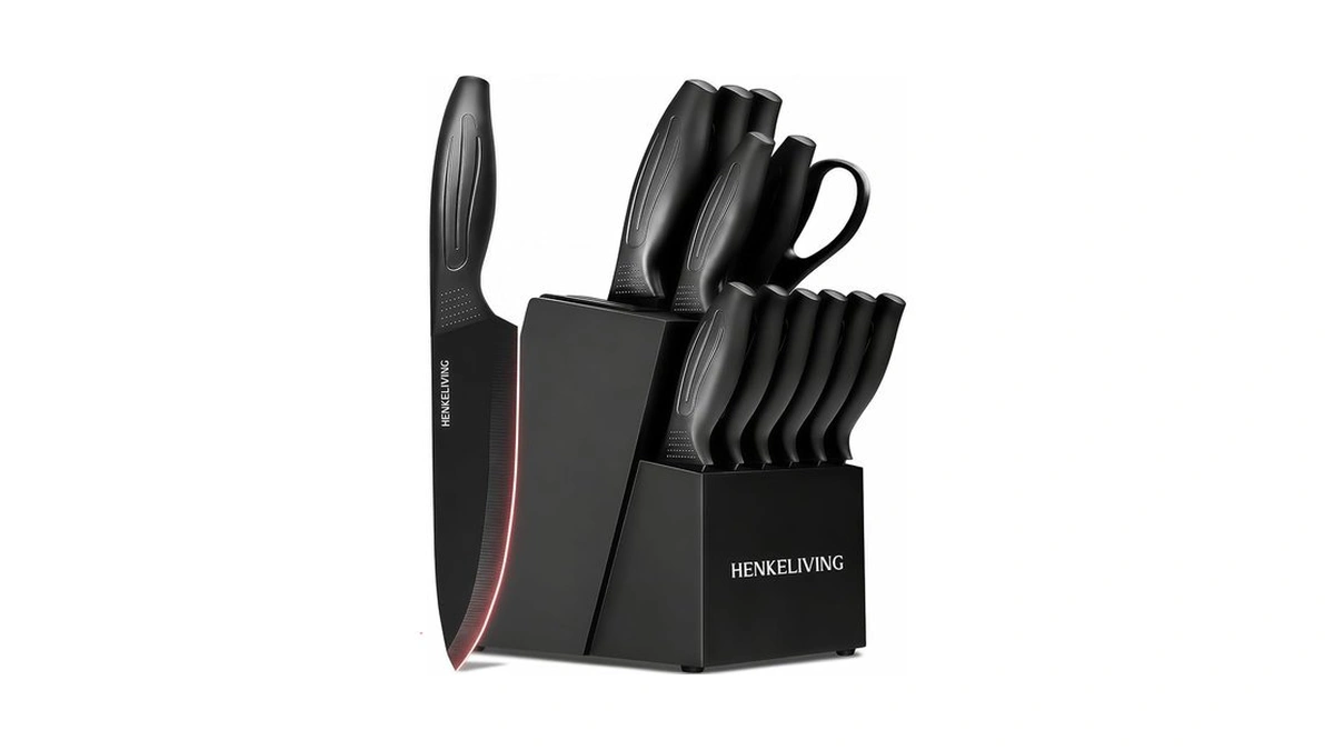 Henkeliving 14-piece Knife Set Built-in Sharpener Block, Dishwasher Safe